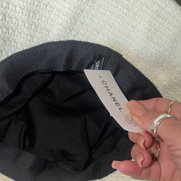 Luxury White Bucket Hat with Black CC - Picture 6 of 9